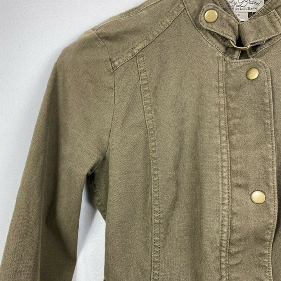 Lucky Brand Jacket Womens XS Army Green Zip Up Snap Button Pockets Stretch - Picture 11 of 11